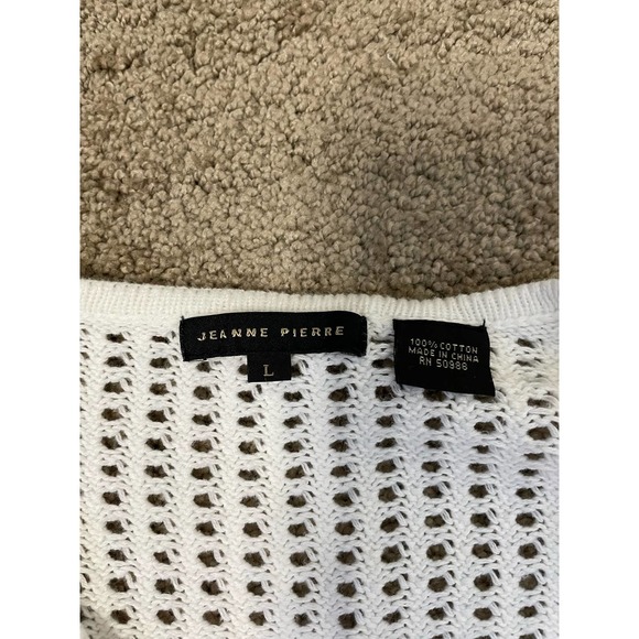 Jeanne Pierre 100% Cotton White Knit Sweater Size L - Picture 3 of 6